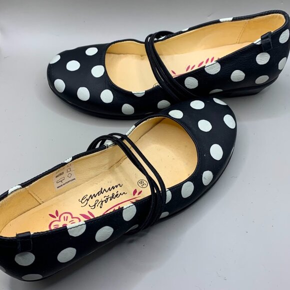 Gudrun Sjoden Black with white polka dot shoes size 38 - Picture 9 of 9